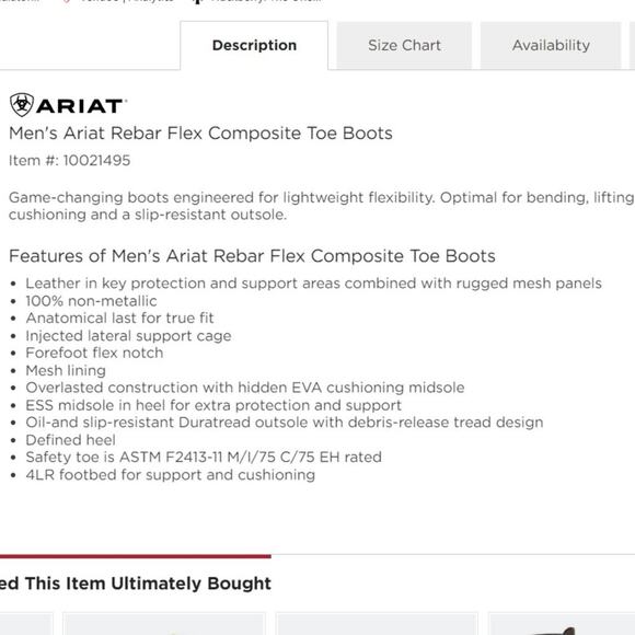 Ariat Rebar Work Boots Composite Toe Men's size 9.5D 10021495 - Picture 12 of 12